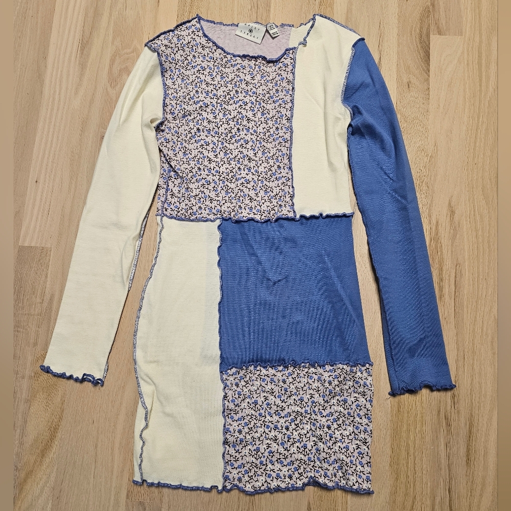 Urban Outfitters Daisy Street Long Sleeve Patchwork Mini Dress